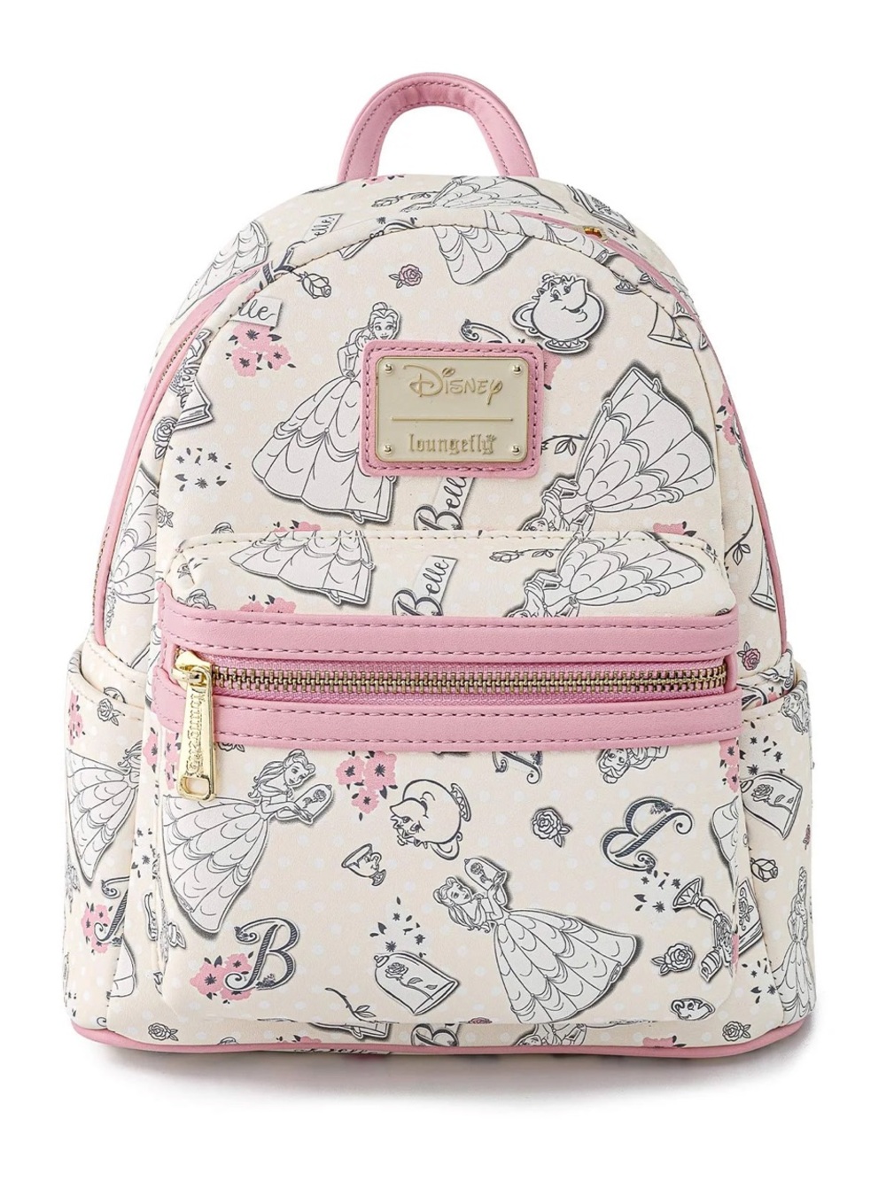 Disney x Loungefly Beauty and the Beast Belle Cream & Pink Mini Backpack NWT